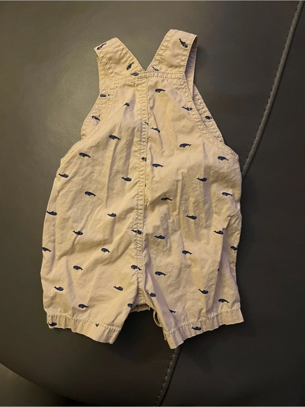 Carter's Cream Overalls with Navy Whale Motif